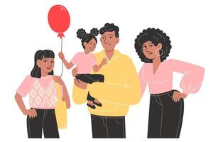 Happy large family standing next to each other vector