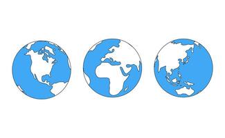 world map outline, linear doodle illustration vector