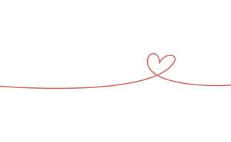 Heart continuous line drawing. Single contour heart for love design. vector