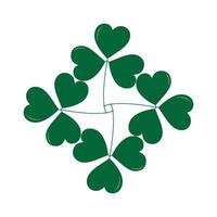 Quadrilateral in trefoils in trendy monochrome green. Clover leaf rhombus. St Patrick greeting idea. Isolated on white. Cards, poster, banner, brochures or pattern, web, promo design concept vector