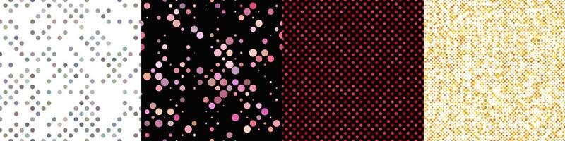 Seamless geometric dot pattern background set vector