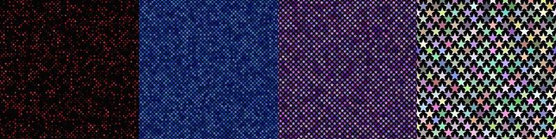 Seamless pentagram star pattern set vector