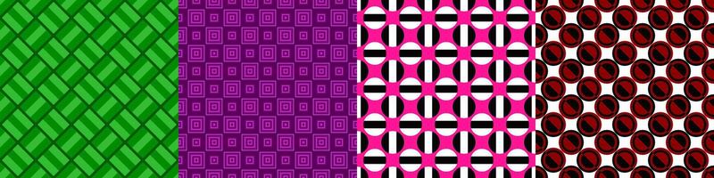 Seamless geometric threetone pattern set vector