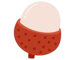 Fruit lychee in cartoon hand drawn simple style. Editable variable color vector
