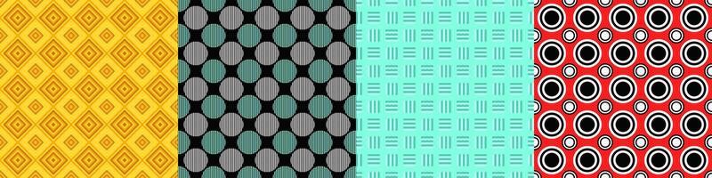 Seamless geometric threetone pattern set vector