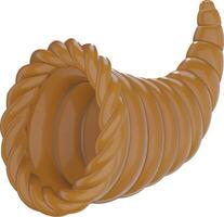 isolated 3d empty cornucopia. sylized 3d cornucopia illustration vector