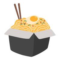 Instant Noodles in a Cup with Chopsticks vector