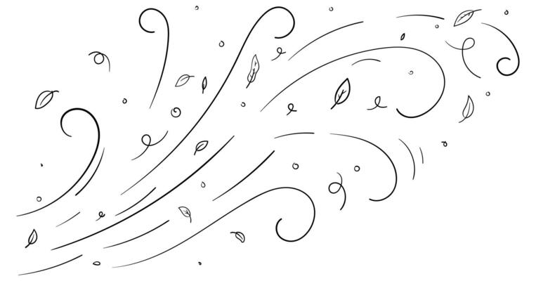 Wind motion, air blow, leaf falling elements