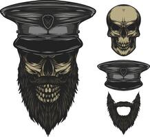 skull with hat of pirates and bread vector