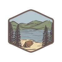 lake landscape with a tend vector
