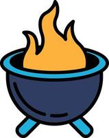 Witch cauldron icon in line style vector