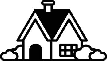 house in the forest in line icon style vector