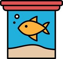 Fish in a jar icon in line style. vector
