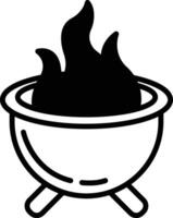 Witch cauldron icon in line style vector