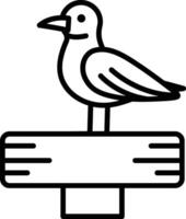 Bird icon perched on signpost in line style. vector