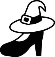 Shoes and witch hat icon in line style. vector