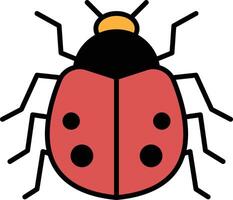 ladybug in line icon style vector