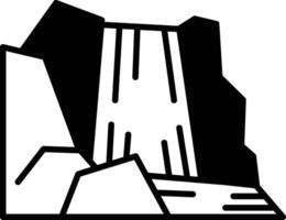 Waterfalls and mountains in line icon style vector