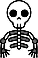 halloween skeleton in line icon style vector