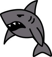 shark in line icon style vector