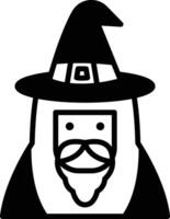 magician and hat in line icon style vector