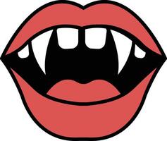 vampire mouth in line icon style vector