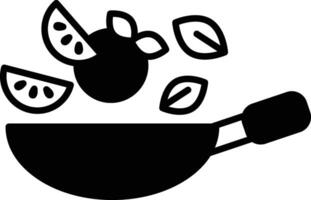 Pan in which food is stir fried in line icon style vector