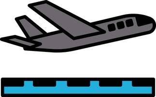 Airplanes and runways in line icon style vector