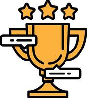 A black and white image of a trophy with three stars on it vector