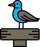 Bird icon perched on signpost in line style. vector