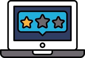A laptop screen with three stars and a star in the middle vector