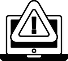 A computer monitor with a red triangle on it vector