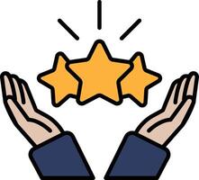 Three stars are shown in a hand, with the middle star being the largest vector