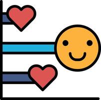 A smiling face with a heart on the left side and another heart on the right side vector