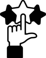 A hand pointing to three stars vector