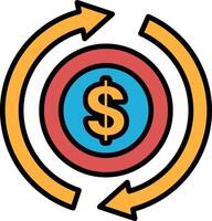 A black and white image of a dollar sign with arrows surrounding it vector