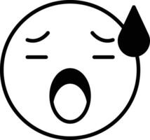 A black and white drawing of a face with a mouth open vector