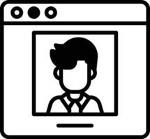 A man's face is shown on a computer screen vector