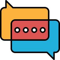 blue and red speech bubbles with a keypad in the middle vector