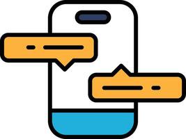 A cell phone with two orange text bubbles on it vector