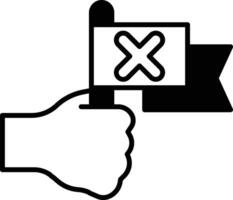 A hand holding a flag with an X on it vector