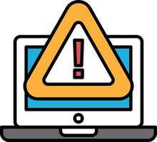 A computer monitor with a red triangle on it vector