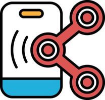A phone with a black background and three circles on it vector