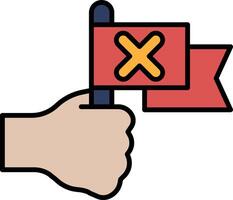 A hand holding a flag with an X on it vector