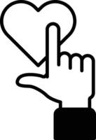 A hand pointing to a heart vector