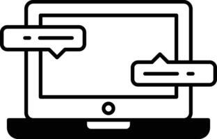 A laptop screen with two chat bubbles on it vector
