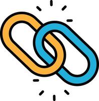 A chain link symbol is shown with a bright light shining on it vector