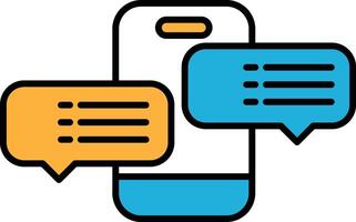 A cell phone with two orange text bubbles on it vector