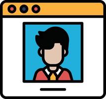 A man's face is shown on a computer screen vector
