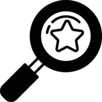 A black and white image of a magnifying glass with a star in the center vector